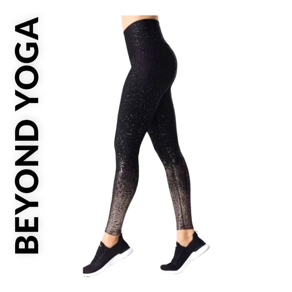Beyond Yoga Alloy Ombre High-Waisted Leggings Black Iridescent Speckle - Size S